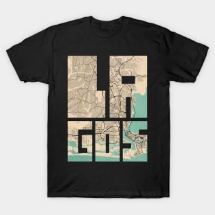 Lagos, Nigeria City Map - Vintage T-Shirt